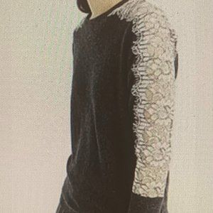 J Crew Women's Wool Crew Neck Lace Sleeve Sweater Pullover Top Gray XS